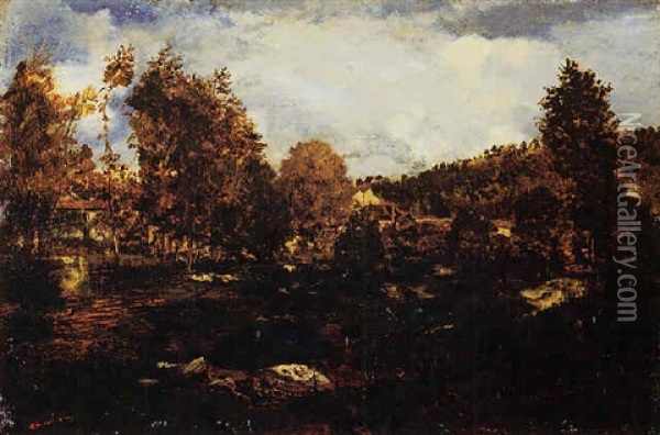L'etude Des Marais De Tiffauge En Vendee Oil Painting - Theodore Rousseau