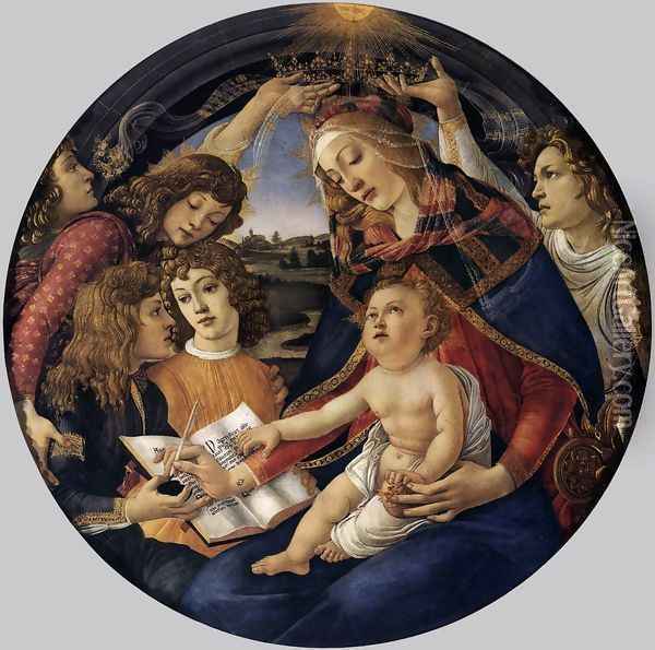 Madonna of the Magnificat (Madonna del Magnificat) 1480-81 Oil Painting - Sandro Botticelli