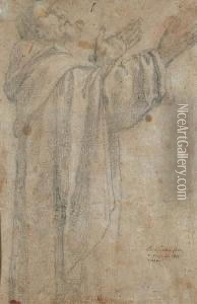 Frate Girato Con Le Braccia 
Alzate In Preghiera (recto); Frate Girato Verso La Destra (verso) Oil Painting - Lionello Spada