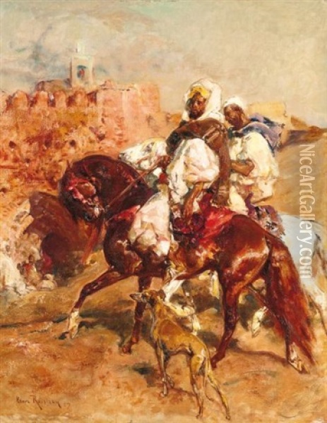 Cavaliers Et Sloughi Oil Painting - Henri Emilien Rousseau