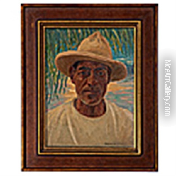 Hawaiian Portrait Of A Fisherman Oil Painting - David Howard Hitchcock