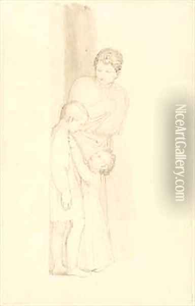 A Woman standing behind a Small Child Oil Painting - John Flaxman