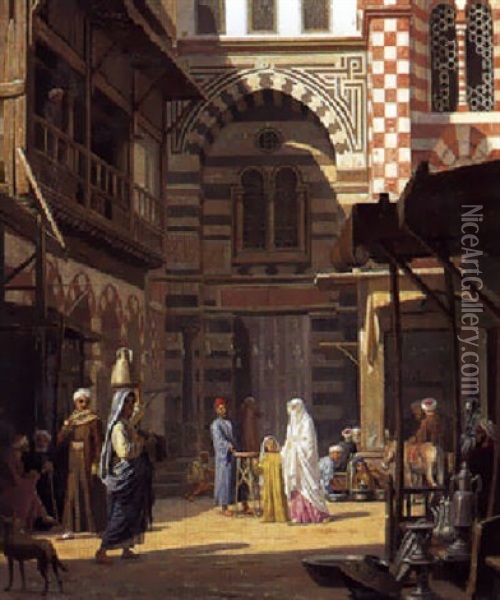 Gadeliv I Cairo Oil Painting - August Heinrich Georg Schiott