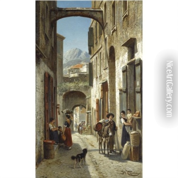 La Via Dritta A Bordighera Oil Painting - Jacques Francois Carabain