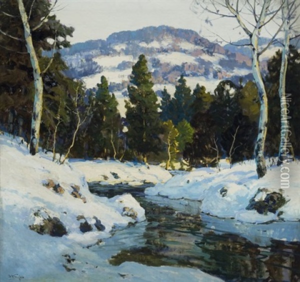Winter River Oil Painting - Walter Koeniger