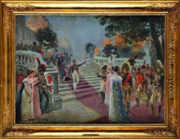 Vive L'empereur Napoleon Aux Tuileries (sketch) Oil Painting - Maurice Henri Orange