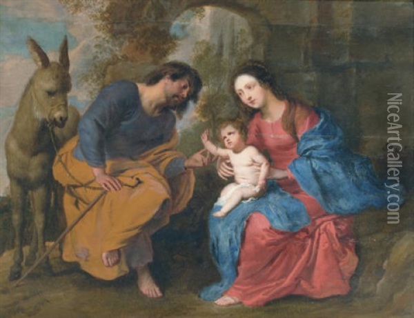 The Rest On The Flight Into Egypt Oil Painting - Erasmus Quellinus II