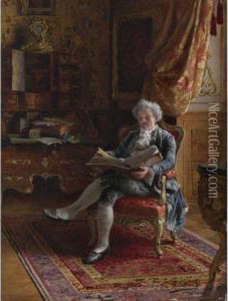 Reading For Pleasure Oil Painting - Johann Hamza