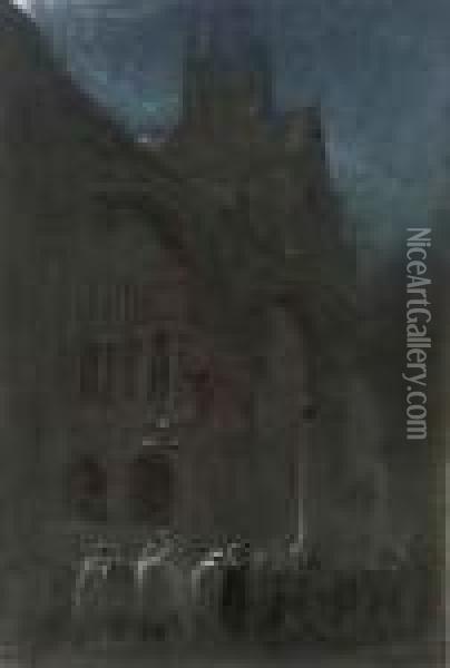 Canterbury: 'the Ghosts Of The Past' Oil Painting - Albert Goodwin