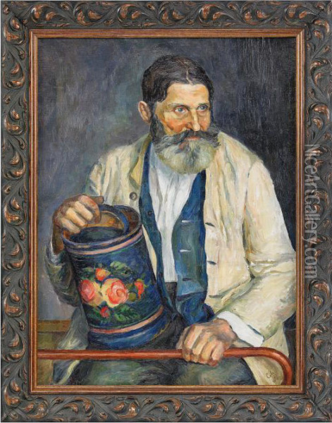 Self Portrait Oil Painting - Sergei Vasilievich Malyutin