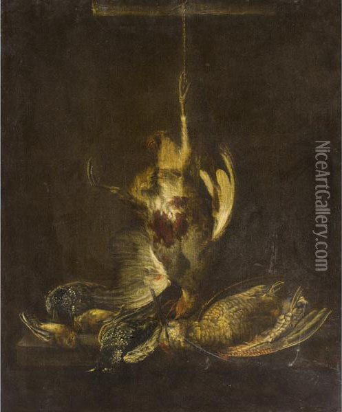 Natura Morta Di Cacciagione Con Uccelli Oil Painting - Felice Boselli Piacenza
