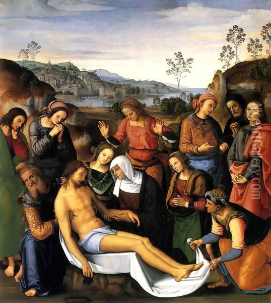 The Lamentation Over the Dead Christ Oil Painting - Pietro Vannucci Perugino