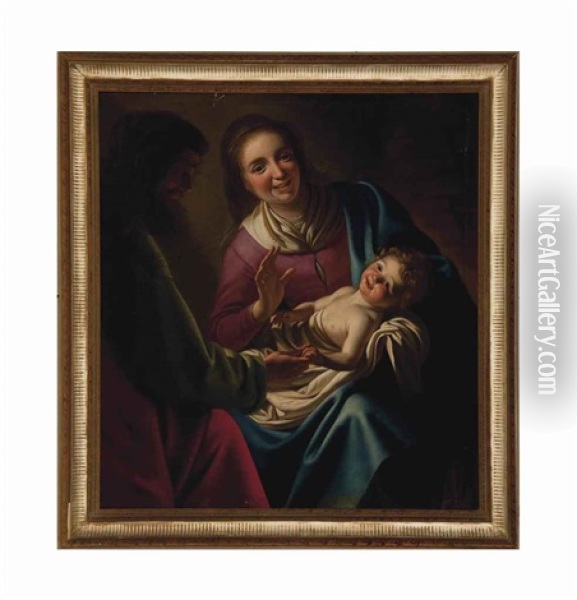 The Holy Family With Saint Joseph Oil Painting - Gerrit Van Honthorst
