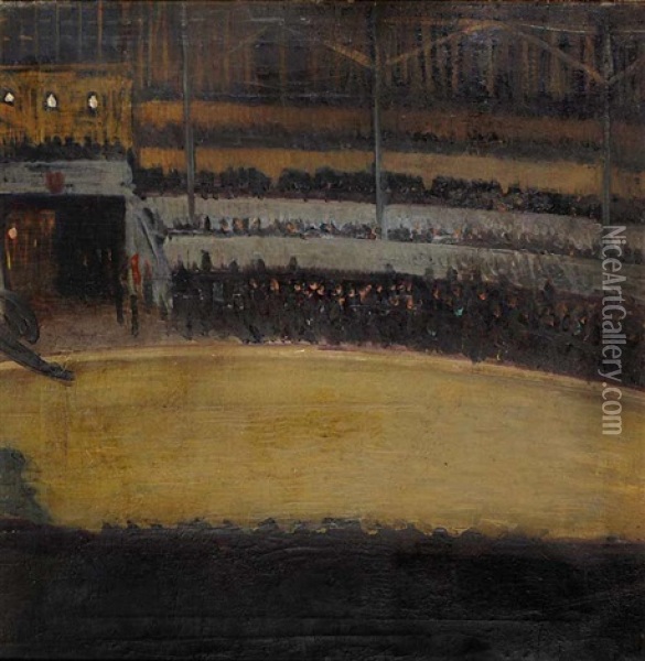 An Arena Oil Painting - Karel Myslbek