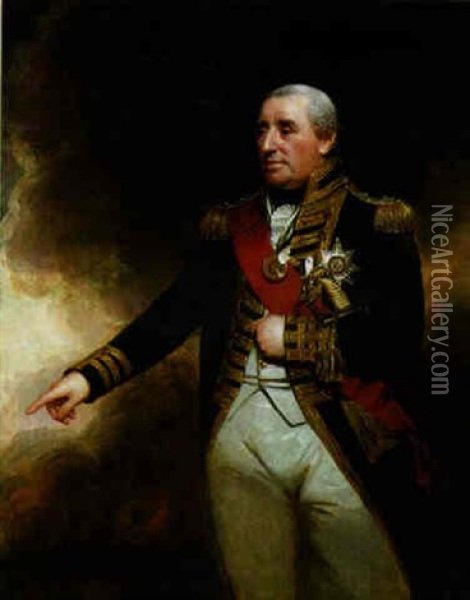 Portrait Of Admiral Sir John Thomas Duckworth Bt. In Naval Uniform Oil Painting - Sir William Beechey