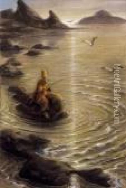 The Fisherman Oil Painting - Almos Jaschik