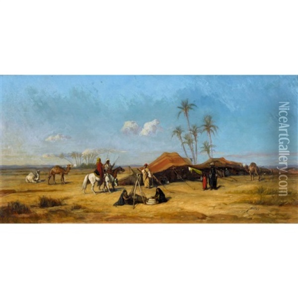 Oase Mit Beduinen Oil Painting - Etienne Billet