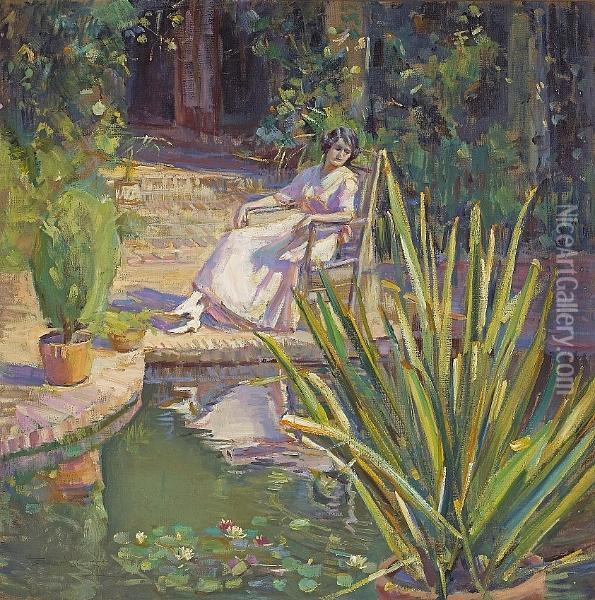 Garden Reflection Oil Painting - Donna Schuster