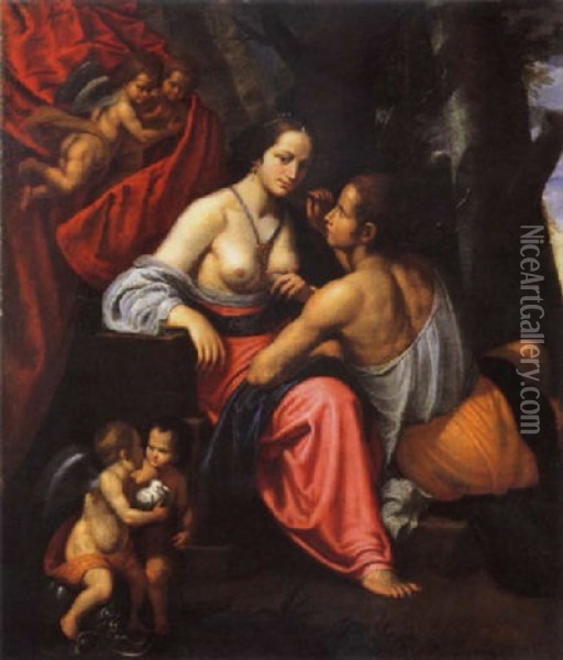 Angelica E Medoro Oil Painting - Jacopo (da Empoli) Chimenti