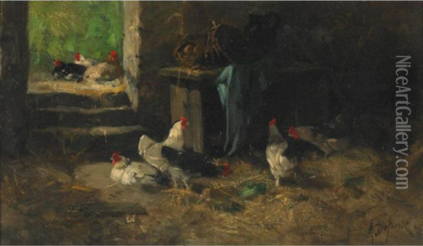 Poulailler Oil Painting - Alexandre Defaux