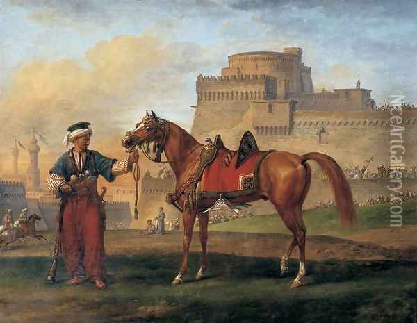 A Mameluk Leading His Horse Oil Painting - Carle Vernet