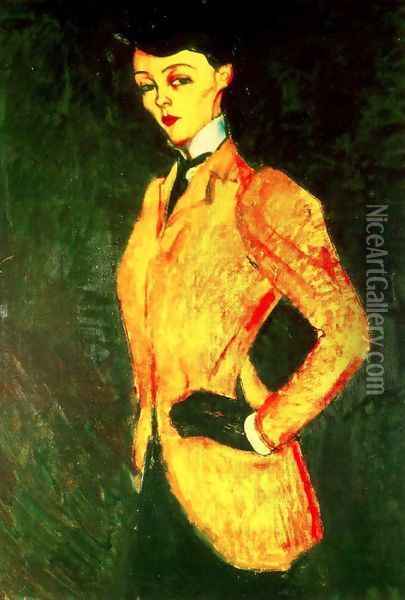 Woman in Yellow Jacket (The Amazon) Oil Painting - Amedeo Modigliani