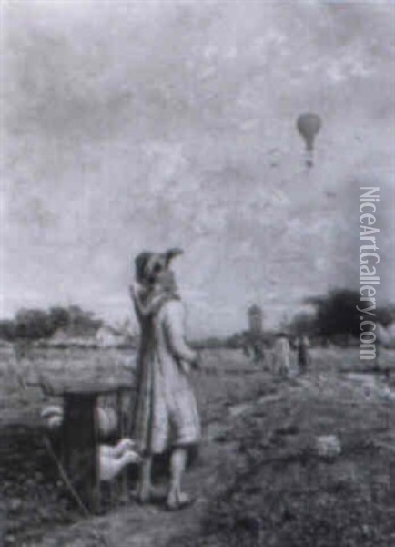 Der Flug Des Warmluftballons Oil Painting - Fritz Beinke