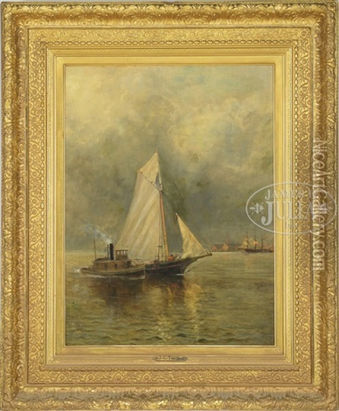 Escorting The Schooner To Dock Oil Painting - James Crawford Thom