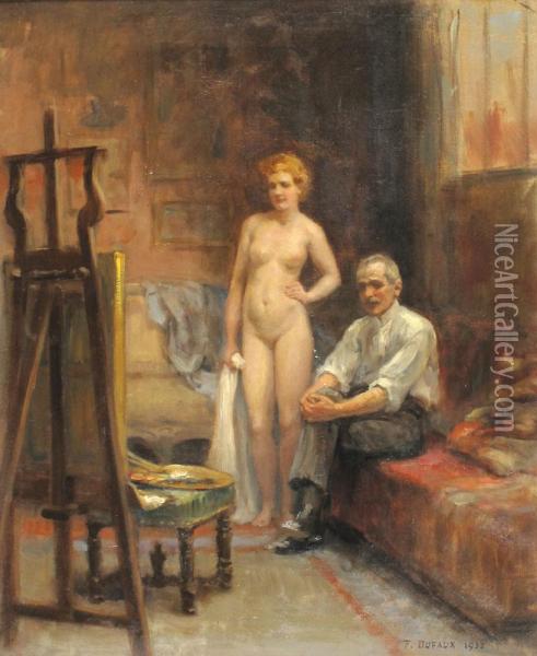 Painter And Model Oil Painting - Frederic Dufaux