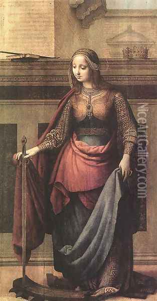 Saint Catherine 1505-10 Oil Painting - Fernando Yanez De la Almedina