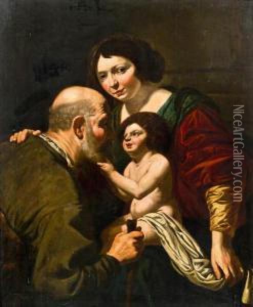Heilige Familie Oil Painting - Jan Van Bijlert