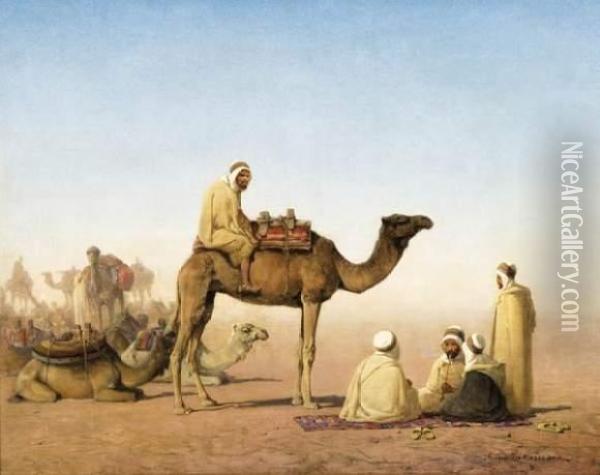 Le Campement Arabe. Oil Painting - Henrik Ankarcrona