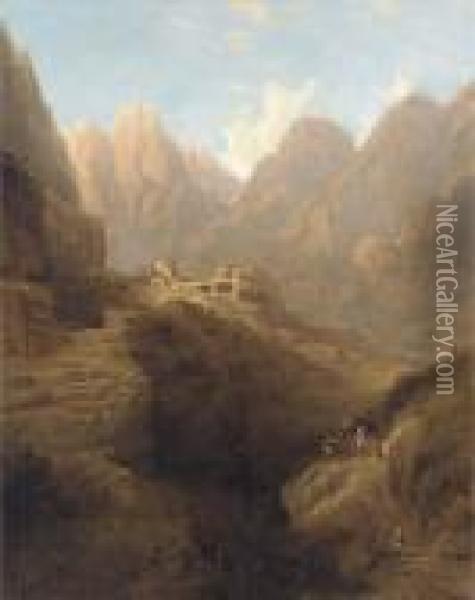 The Ravine Leading To Petra Oil Painting - David Roberts