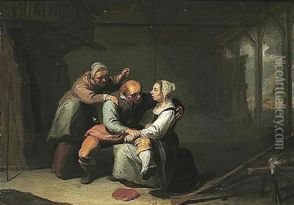 An interior with a procuress, an old man and a girl Oil Painting - Willem van, the Elder Herp