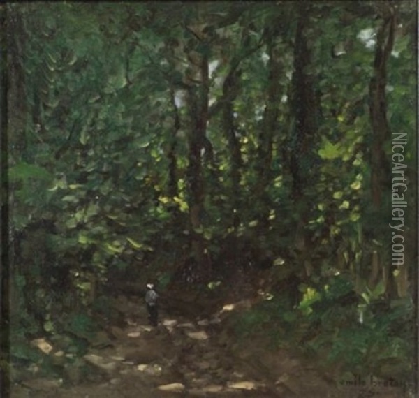 Woodland Path Oil Painting - Emile-Adelard Breton