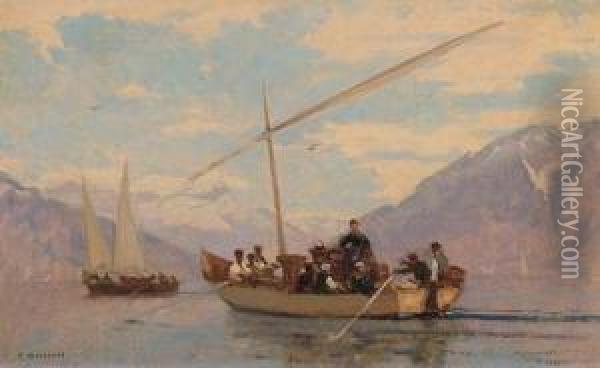 Les Effeuilleuses Sur Le Lac Leman Oil Painting - Francois Bocion