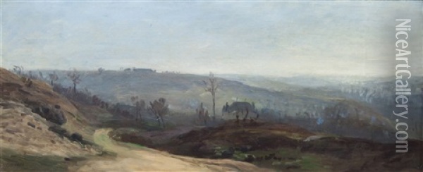 Winter Landscape Oil Painting - Adolphe Felix Cals