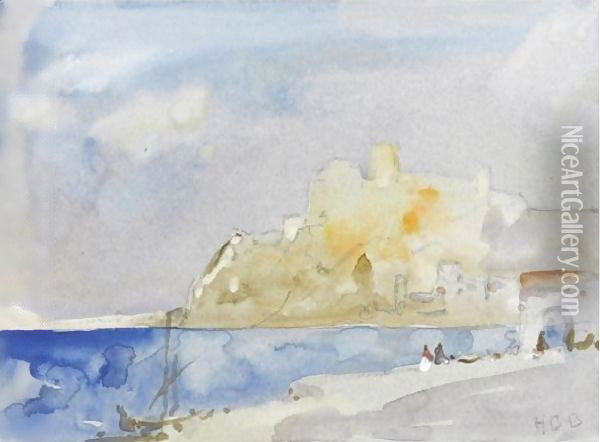 A castle on the Calabrain Coast, Dalmatia near Ragusa, the Gulf of Taranto Oil Painting - Hercules Brabazon Brabazon