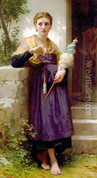 Fileuse [The Spinner] Oil Painting - William-Adolphe Bouguereau
