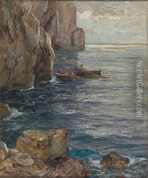 Fischer Vor Capri Oil Painting - Albert Wenk