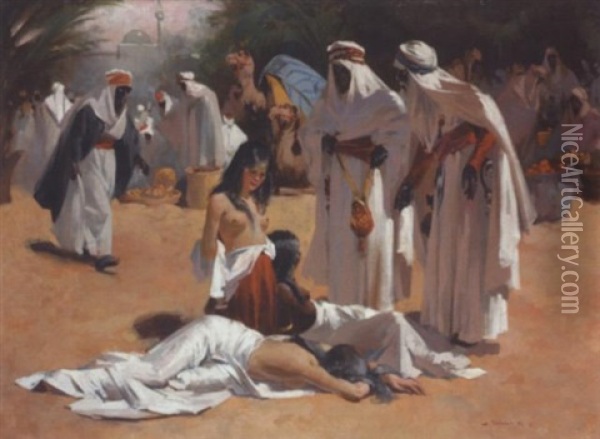 La Vente Des Esclaves Oil Painting - W. Emerich Vizkelety