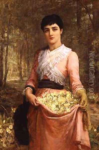 The Daughters of our Empire England The Primrose 1887 Oil Painting - Edwin Longsden Long