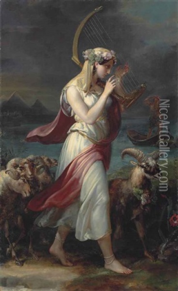 Israelite Shepherdess In The Land Of Goshen Oil Painting - Wilhelm Hensel