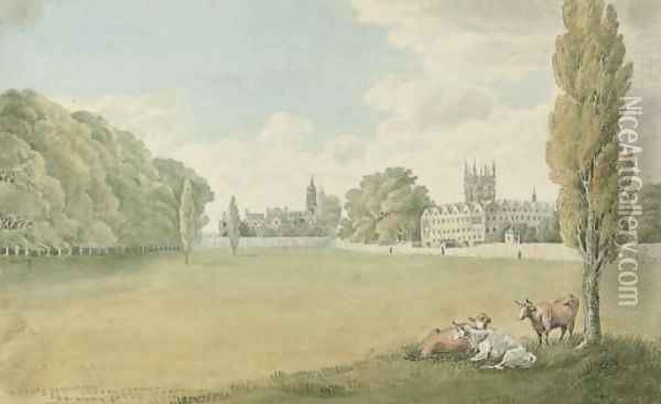 Christ Church and Merton College, Oxford Oil Painting - English School
