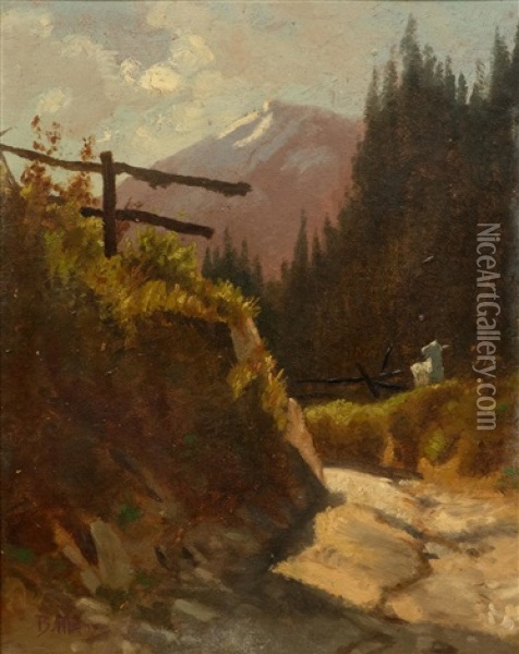 Ruisseau De Montagne Avec Chevre Oil Painting - Barthelemy Menn