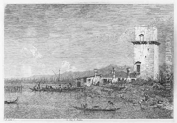 The Tower of Malghera Oil Painting - (Giovanni Antonio Canal) Canaletto