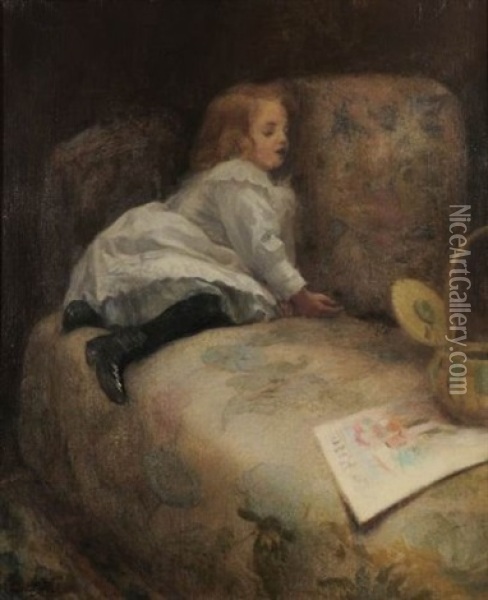 L'enfant Endormie Oil Painting - Lucien Laurent-Gsell