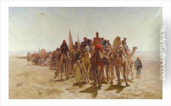 Pelerins Allant A La Mecque Oil Painting - Leon Adolphe Belly