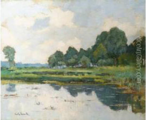 Bord D'etang Oil Painting - Emile Lecomte