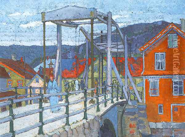 Canal Bridge, Flekkefjord Oil Painting - Harold Gilman